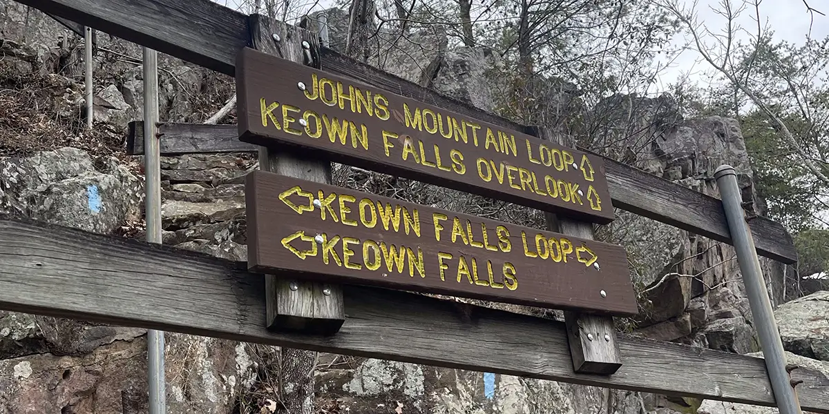 Trail signs at Keown Falls Recreation Area - Trails and Tap