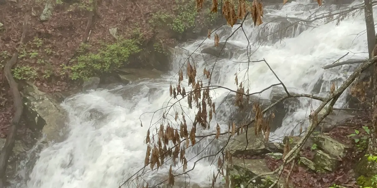 Waterfall along Big Rock Nature Trail at Fort Mountain State Park